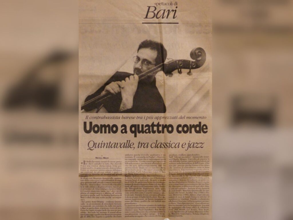 Articolo La Gazzetta del Mezzogiorno "Uomo a quattro corde"