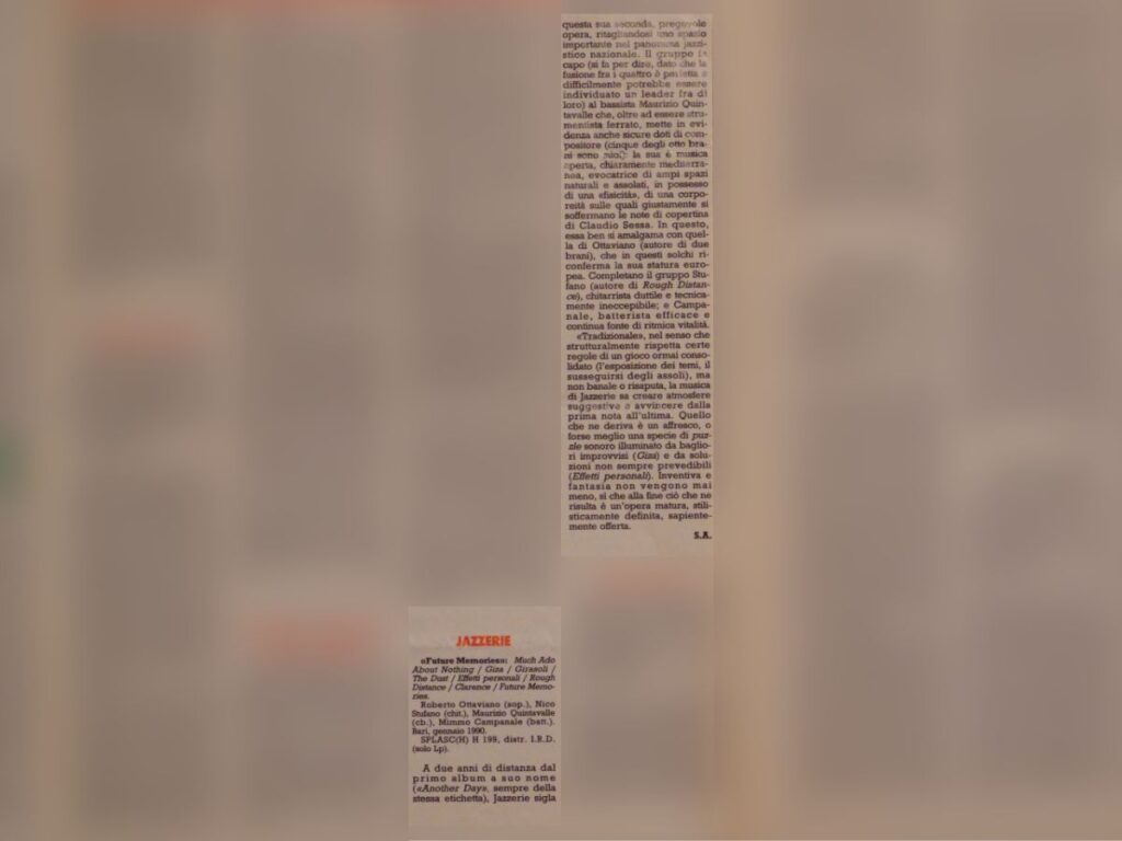 Musica Jazz Recensione Future Memories 1990